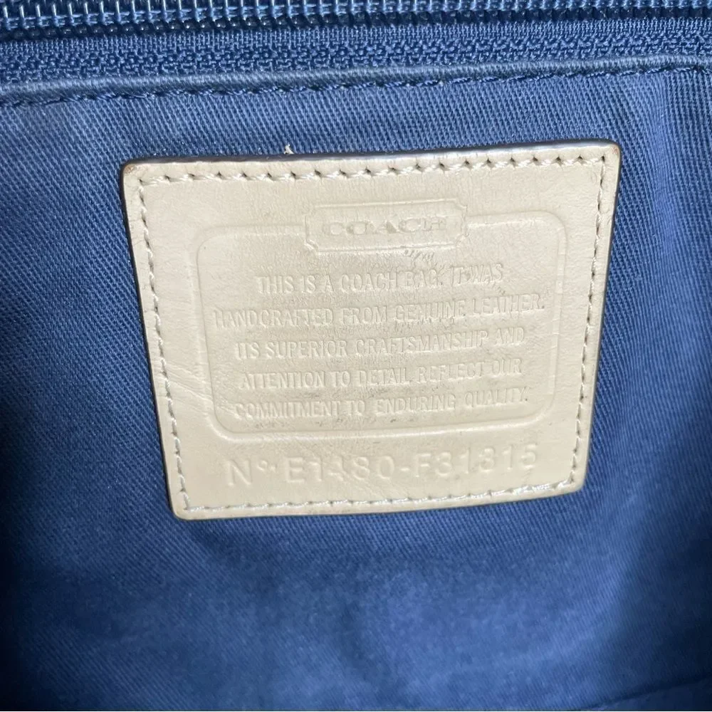 Coach Metro Horse & Carriage Navy Blue Xlarge Tote‎ Bag Satchel Travel Purse